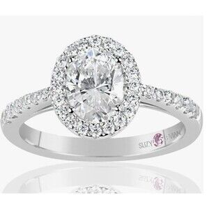 Suzy Levian Sterling Silver Oval Cut CZ Solitaire Engagement Ring 7